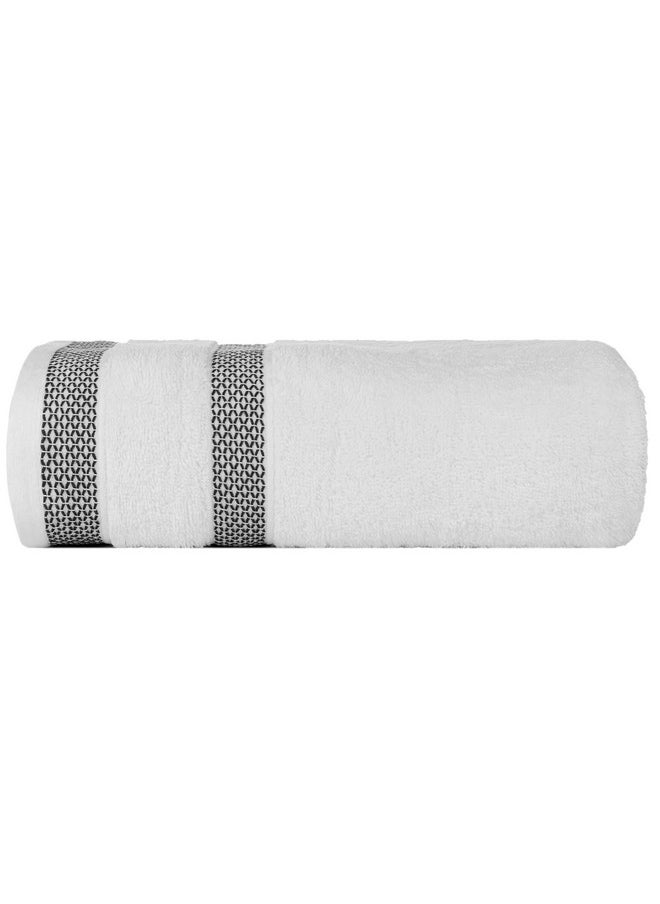 Solitaire Mix 6 Pieces Towel Set- White + Jet Black, 600 Gsm 2Bath Towel 2Hand Towel 2Washcloth, Designed In Denmark Made Of Soft Egyptian Cotton For Bathroom, Kitchen & Shower