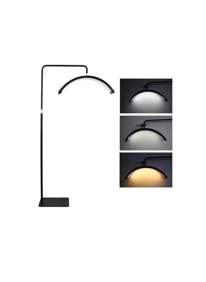 Xria HD-M8X Modern 50W Half-moon Shaped Fill Light 3000K-6000K Dimmable LED Light Floor Lamp for SPA Tattoo Beauty Salon Eyelash Makeup (black)