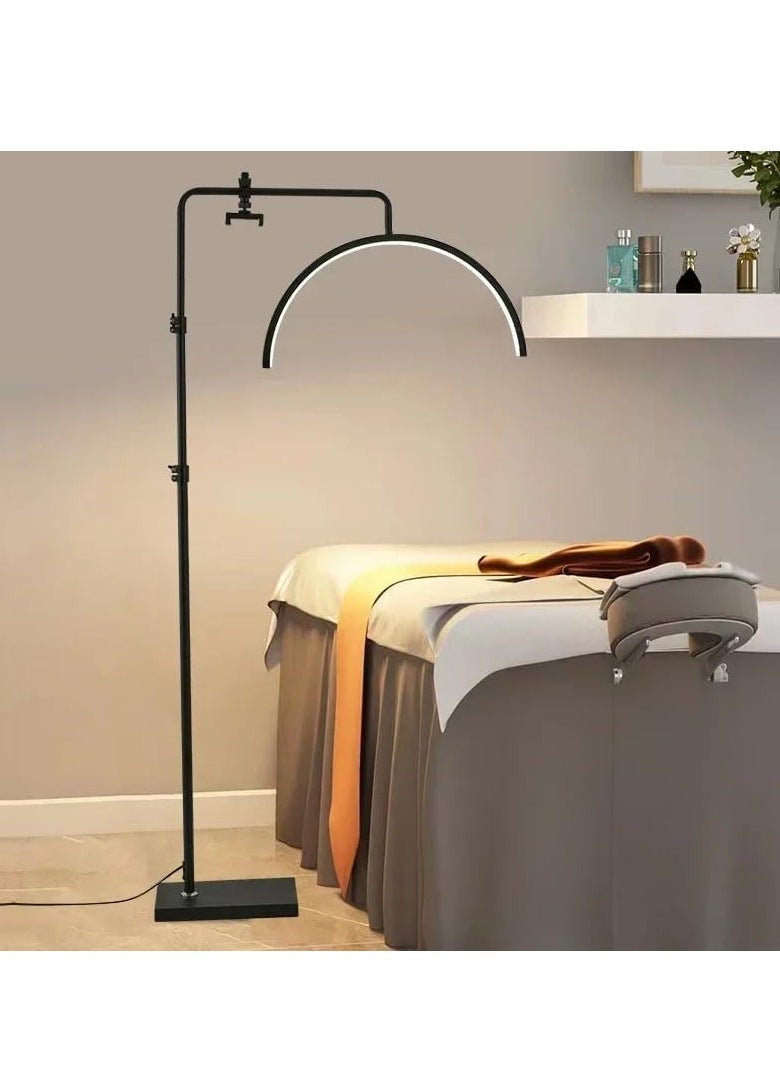 Xria HD-M8X Modern 50W Half-moon Shaped Fill Light 3000K-6000K Dimmable LED Light Floor Lamp for SPA Tattoo Beauty Salon Eyelash Makeup (black)