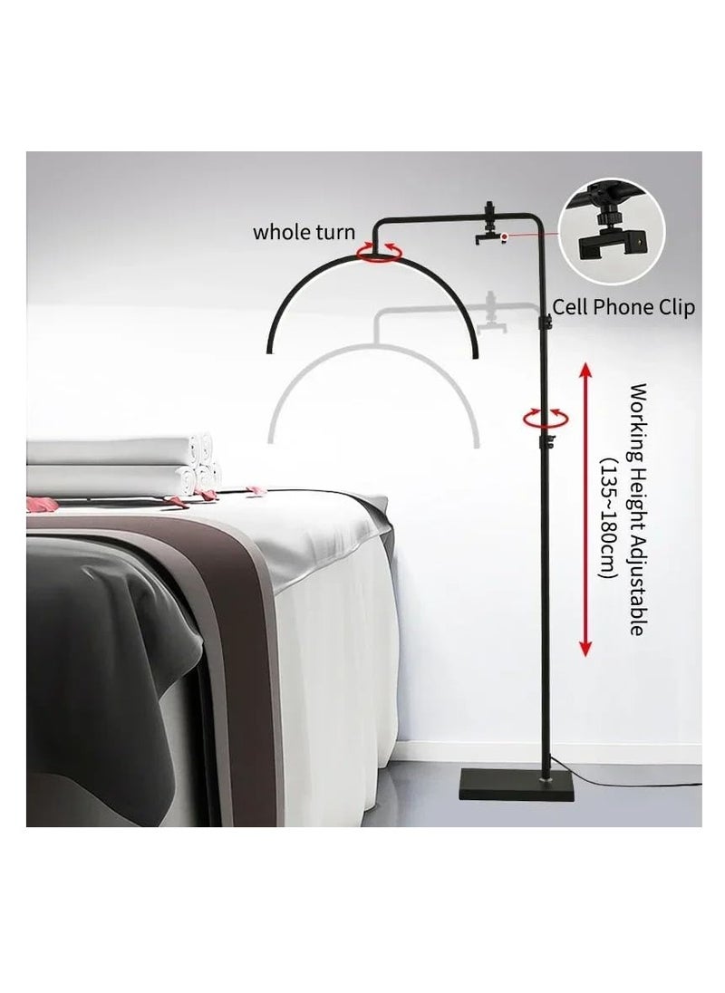 Xria HD-M8X Modern 50W Half-moon Shaped Fill Light 3000K-6000K Dimmable LED Light Floor Lamp for SPA Tattoo Beauty Salon Eyelash Makeup (black)