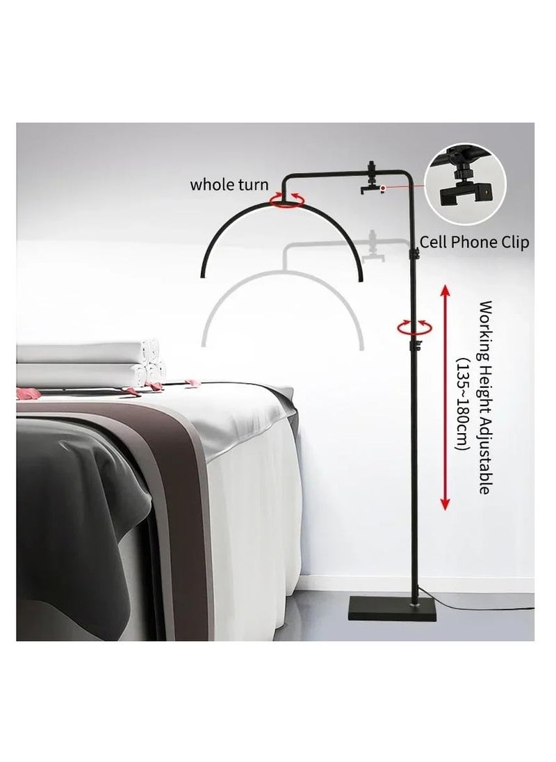 Xria HD-M8X Modern 50W Half-moon Shaped Fill Light 3000K-6000K Dimmable LED Light Floor Lamp for SPA Tattoo Beauty Salon Eyelash Makeup (White)