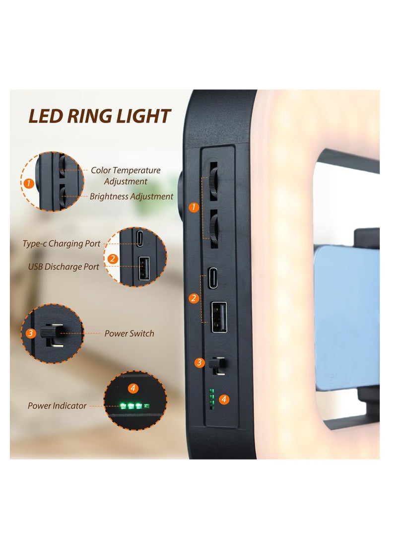 ZGRL-02 Rechargeable Handheld Square LED Video Light 20W, 8000mAh Battery, 2500K–6500K, CRI 95+, Type-C Fast Charge, Bluetooth Remote for Camera & Smartphone