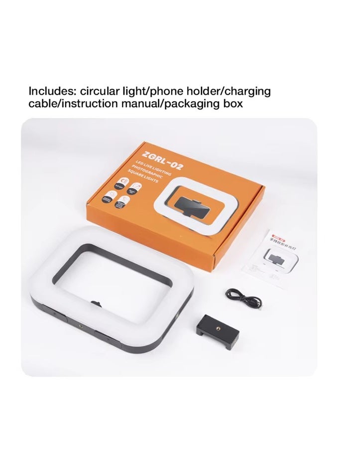 ZGRL-02 Rechargeable Handheld Square LED Video Light 20W, 8000mAh Battery, 2500K–6500K, CRI 95+, Type-C Fast Charge, Bluetooth Remote for Camera & Smartphone