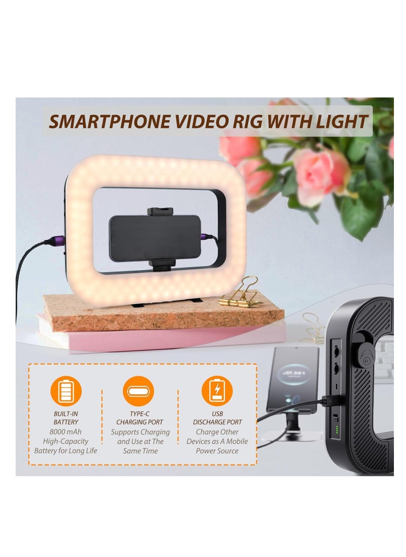 ZGRL-02 Rechargeable Handheld Square LED Video Light 20W, 8000mAh Battery, 2500K–6500K, CRI 95+, Type-C Fast Charge, Bluetooth Remote for Camera & Smartphone