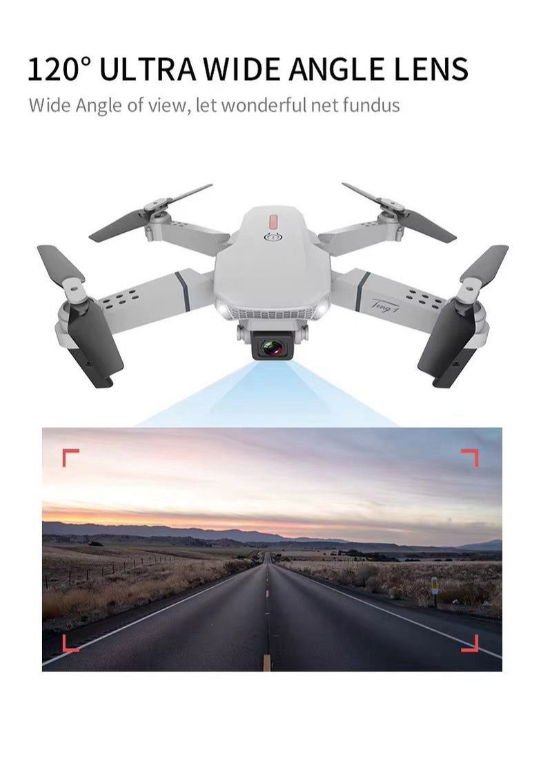 E88 Foldable Drone with 8K HD Dual Camera, Obstacle Avoidance, Altitude Hold, and Compact Design.