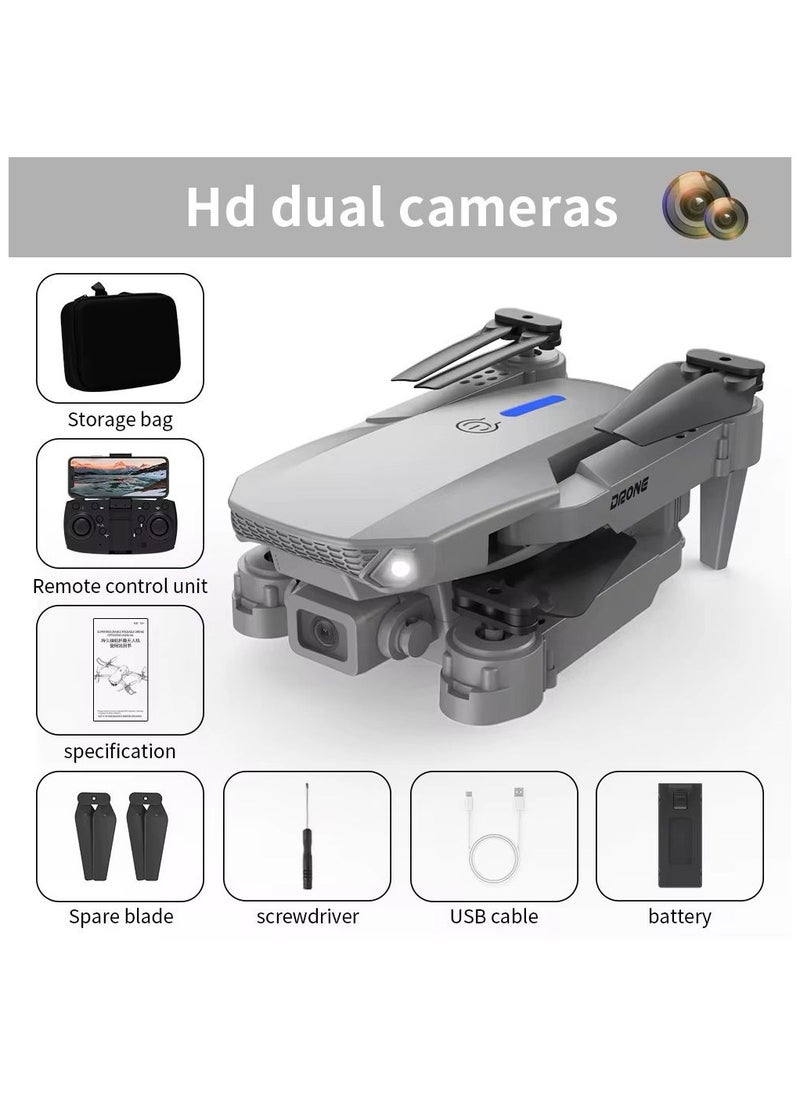 E88 Foldable Drone with 8K HD Dual Camera, Obstacle Avoidance, Altitude Hold, and Compact Design.