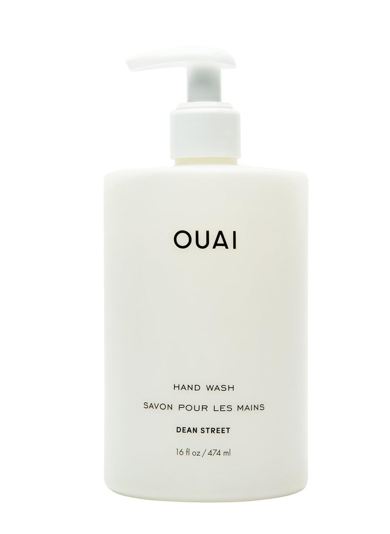 OUAI Hand Wash - Liquid Hand Soap with Jojoba, Avocado, & Rose Hip Oil for Replenished Skin - Gentle Exfoliating Bathroom + Kitchen Hand Soap (16 Fl Oz)