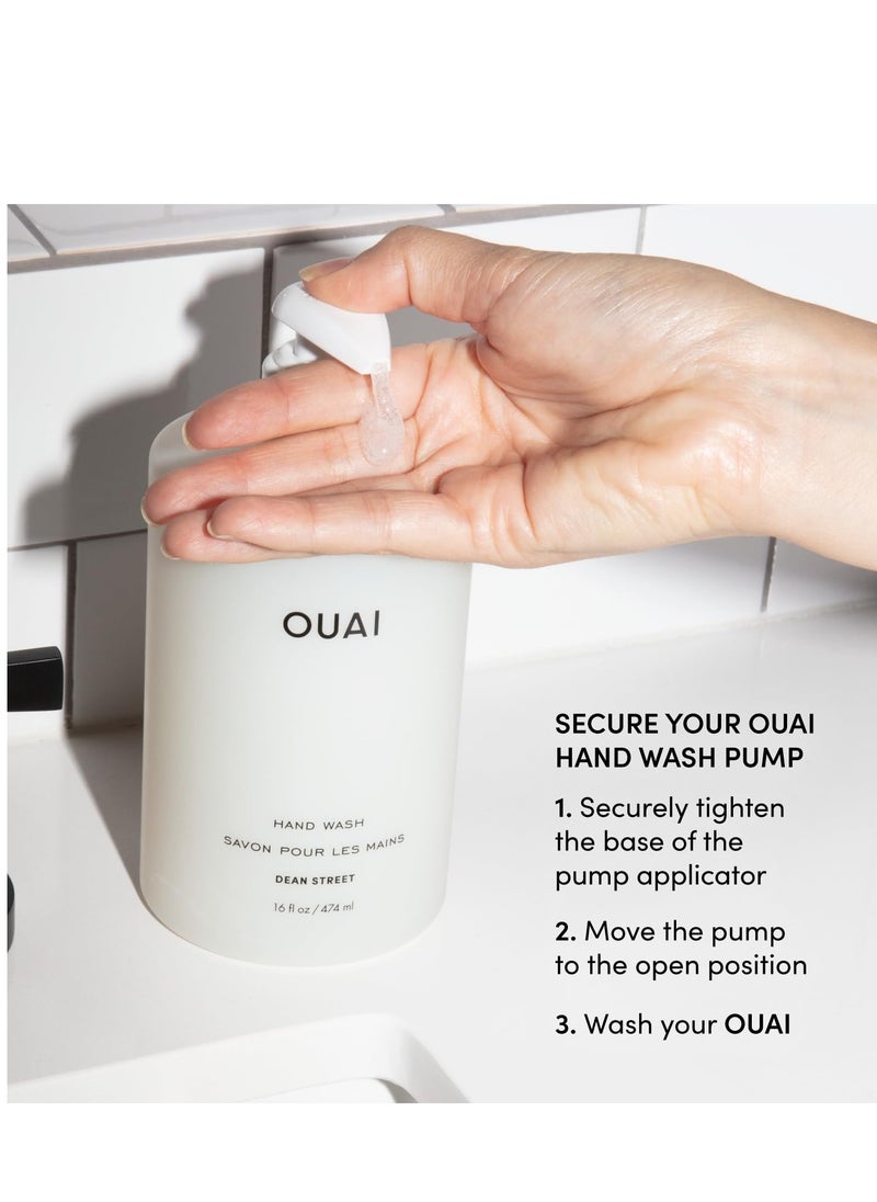 OUAI Hand Wash - Liquid Hand Soap with Jojoba, Avocado, & Rose Hip Oil for Replenished Skin - Gentle Exfoliating Bathroom + Kitchen Hand Soap (16 Fl Oz)