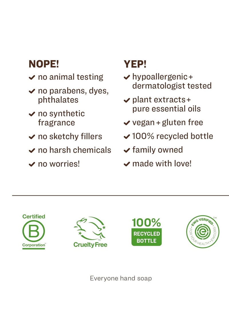 Everyone Liquid Hand Soap, 12.75 Ounce (Pack of 3), Spearmint and Lemongrass, Plant-Based Cleanser with Pure Essential Oils