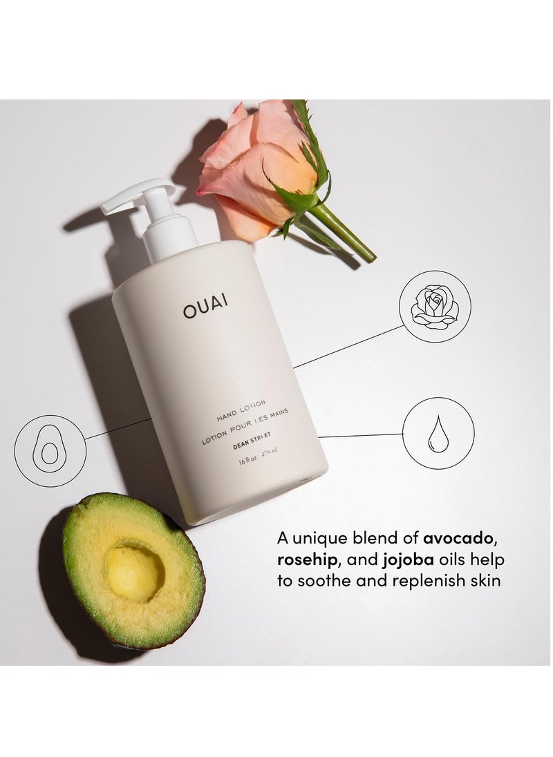 OUAI Hand Wash and Hand Lotion Set, Dean Street Scent - Moisturizes and Exfoliates with Daily Use - Made with Jojoba Esters, Avocado & Rosehip Oils (16 Fl Oz Each)