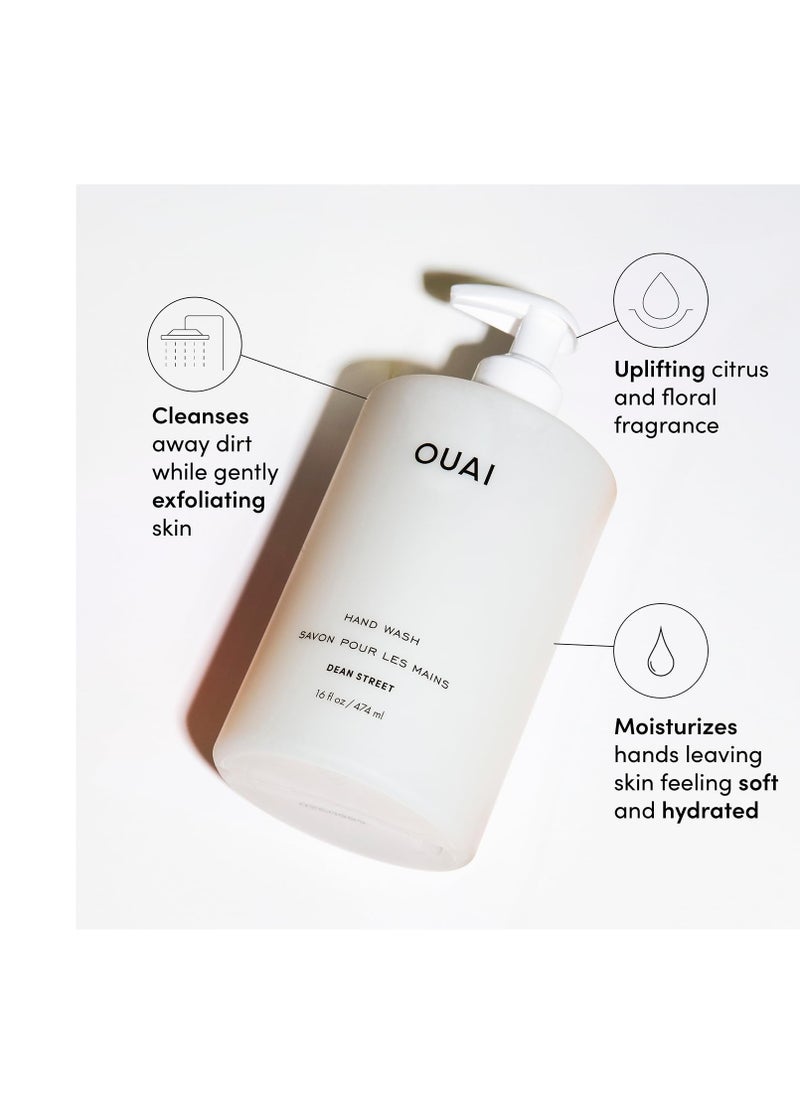 OUAI Hand Wash and Hand Lotion Set, Dean Street Scent - Moisturizes and Exfoliates with Daily Use - Made with Jojoba Esters, Avocado & Rosehip Oils (16 Fl Oz Each)