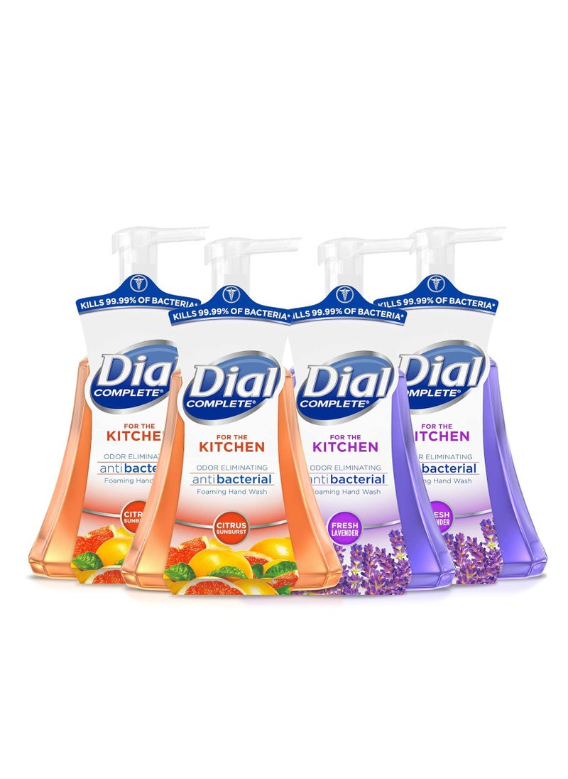 Dial Complete Antibacterial Foaming Hand Wash for Kitchen, Fresh Lavender Scent/Citrus Sunburst, 15 fl oz (Pack of 4)