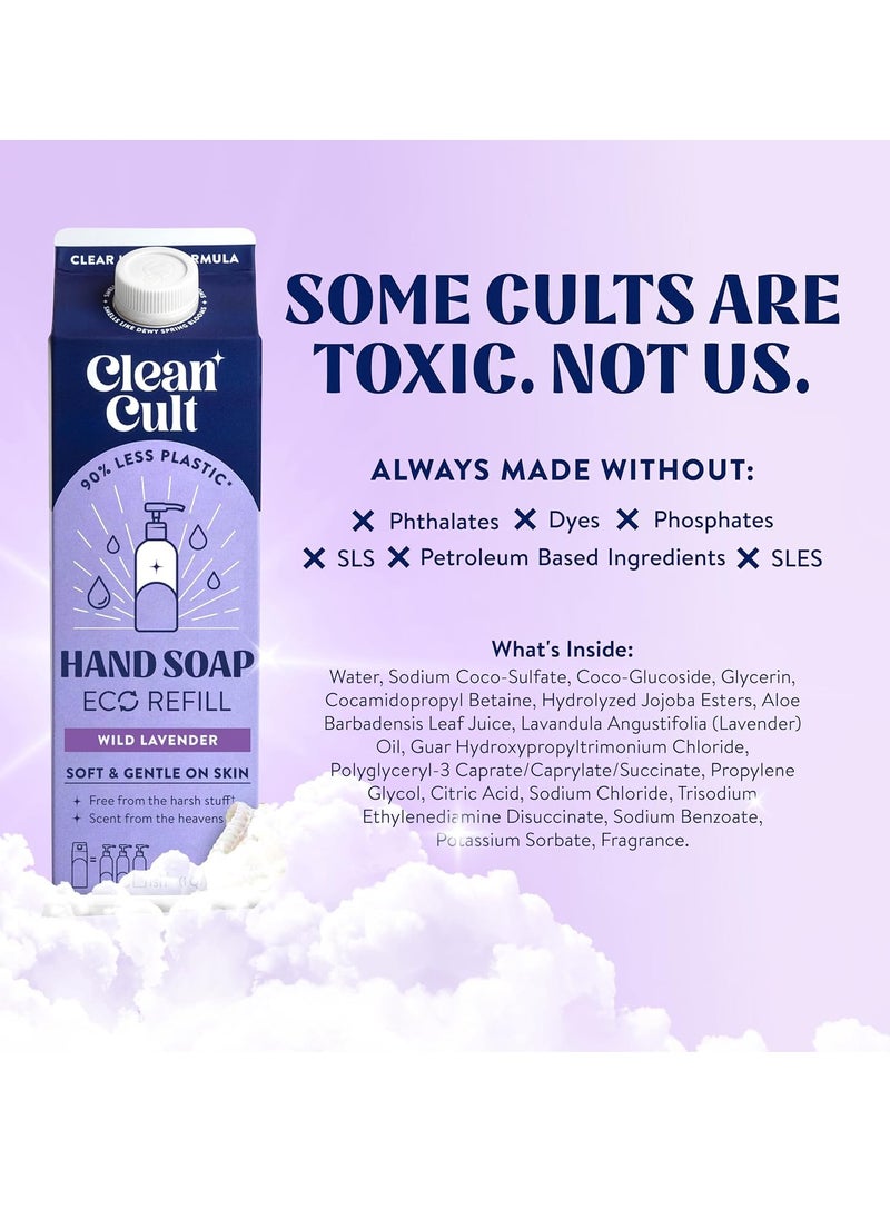 Cleancult Liquid Hand Soap Refill - Wild Lavender - Moisturizes Dry & Sensitive Skin - Made with Aloe Vera & Lavender Essential Oils - Eco Friendly - Paper-Based Packaging - 32 oz/1 Pack
