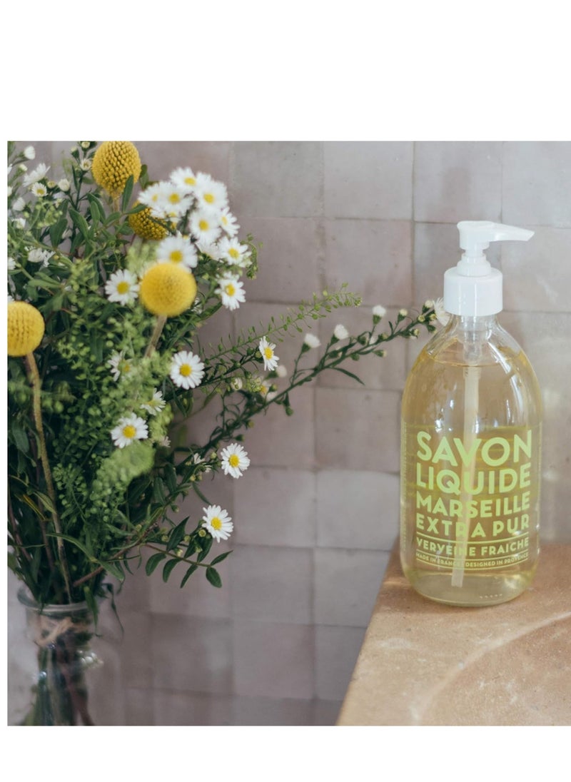 Compagnie de Provence Savon de Marseille Extra Pure Liquid Soap - Fresh Verbena - 16.7 Fl Oz Glass Pump Bottle