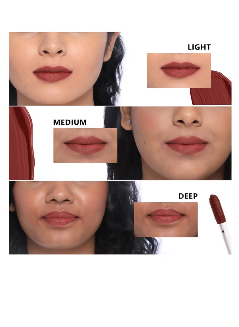 Matte  Liquid Lipstick  Non Drying Smudge Proof  100% Vegan and Cruelty Free  Cocoa Mocha  130