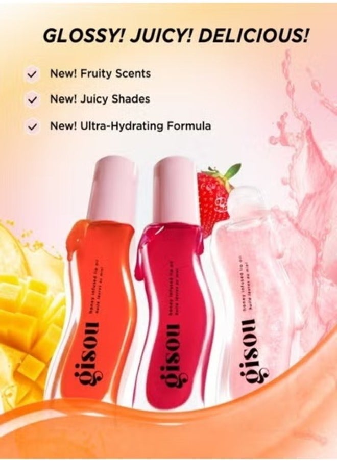 GISOU Honey Infused Lip Oil, Watermelon Sugar 8ml - Nourishing & Hydrating Lip Care