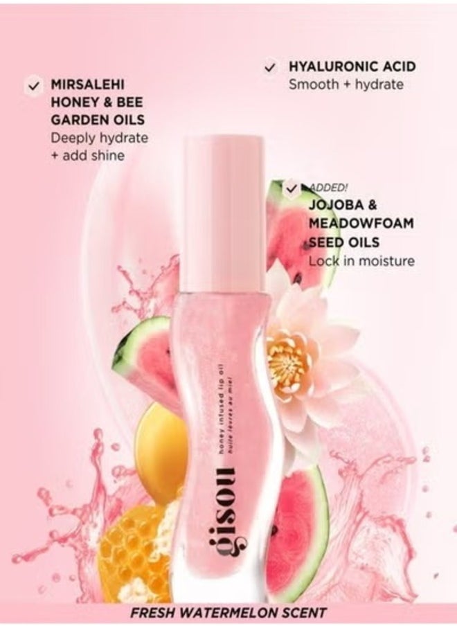 GISOU Honey Infused Lip Oil, Watermelon Sugar 8ml - Nourishing & Hydrating Lip Care