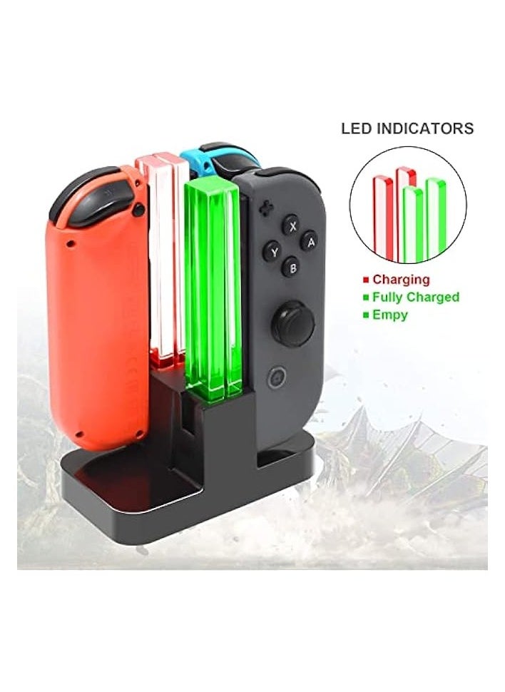 Charging Dock Compatible with Nintendo Switch for Joy-Con/OLED Model Controller with Lamppost LED Indication, Charger Stand Station Compatible with Joy-Cons, for Switch Small Handle Color Charger