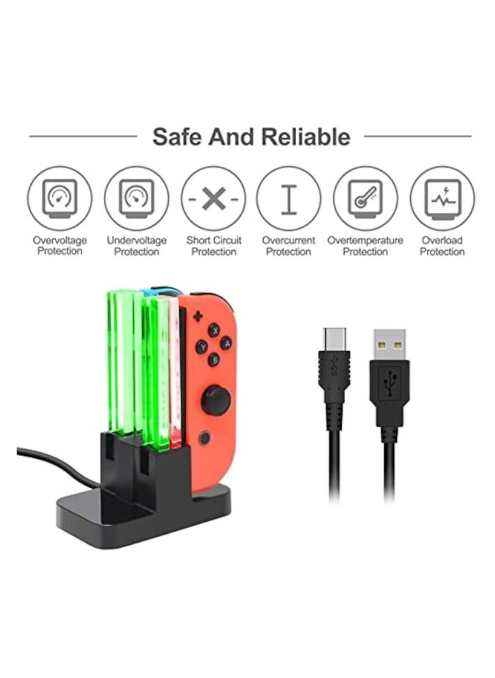 Charging Dock Compatible with Nintendo Switch for Joy-Con/OLED Model Controller with Lamppost LED Indication, Charger Stand Station Compatible with Joy-Cons, for Switch Small Handle Color Charger