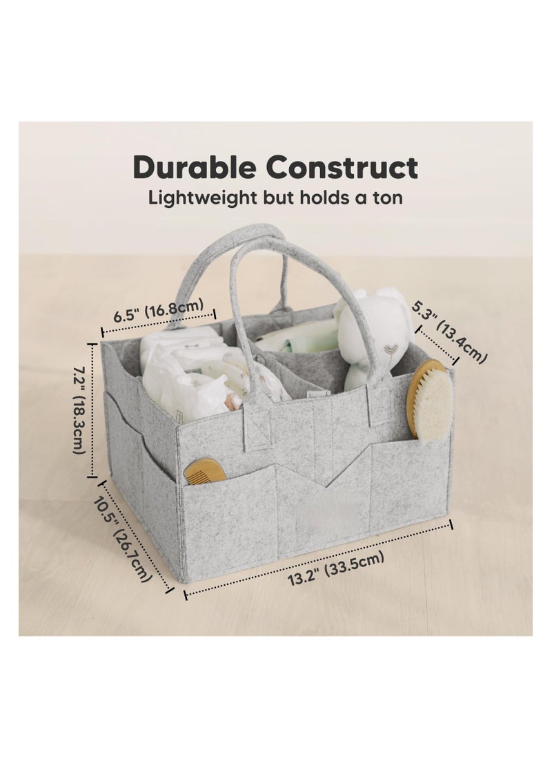 Diaper Caddy Organizer - Nursery Storage Bin, Baby Organizer for Nursery, Baby Gift Basket, Changing Table Organizer, Portable Diaper Organizer Caddy for Girls, Boys (Classic Gray)