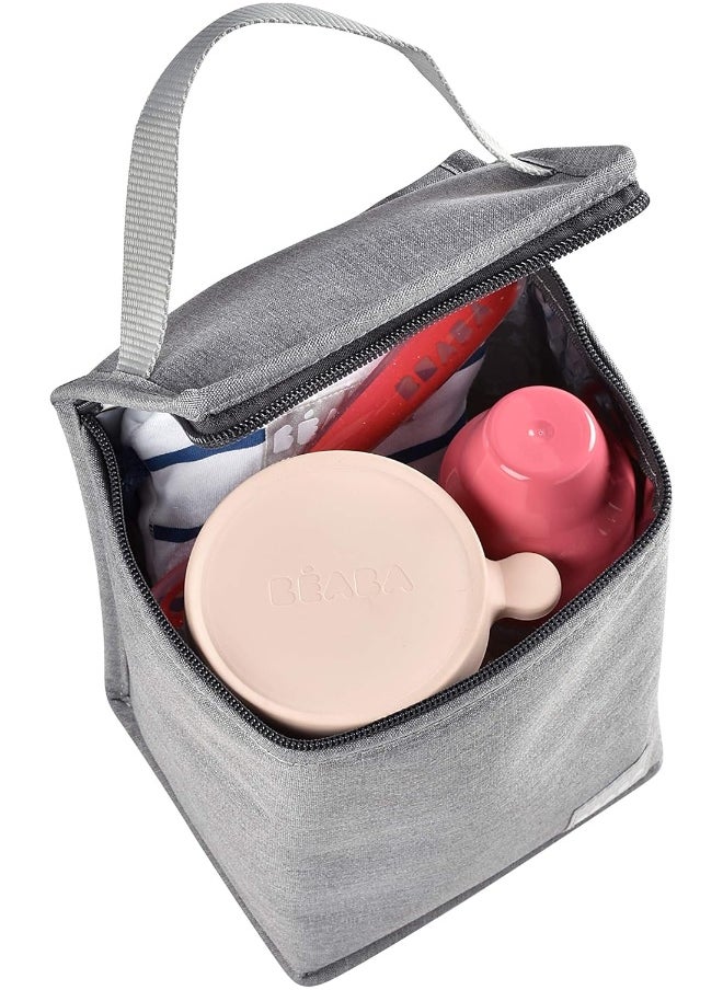 Insulated Baby Meal Pouch Large Capacity Thermal Bottle Storage Bag For Carrying Full Meals Foldable Soft Waterproof Material Grey