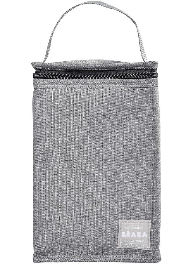 Insulated Baby Meal Pouch Large Capacity Thermal Bottle Storage Bag For Carrying Full Meals Foldable Soft Waterproof Material Grey