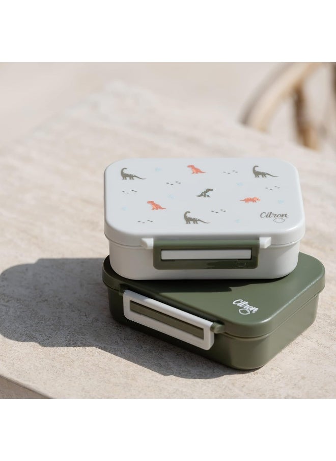 Tritan Snackbox With 3 Compartments For Kids, Leak-Proof And Bpa FreeDino Green