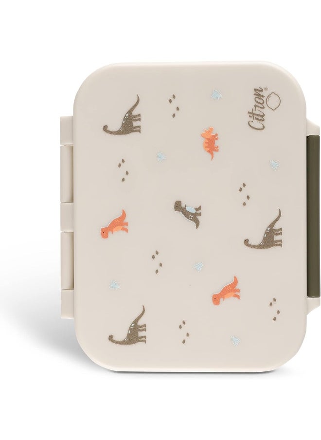 Tritan Snackbox With 3 Compartments For Kids, Leak-Proof And Bpa FreeDino Green