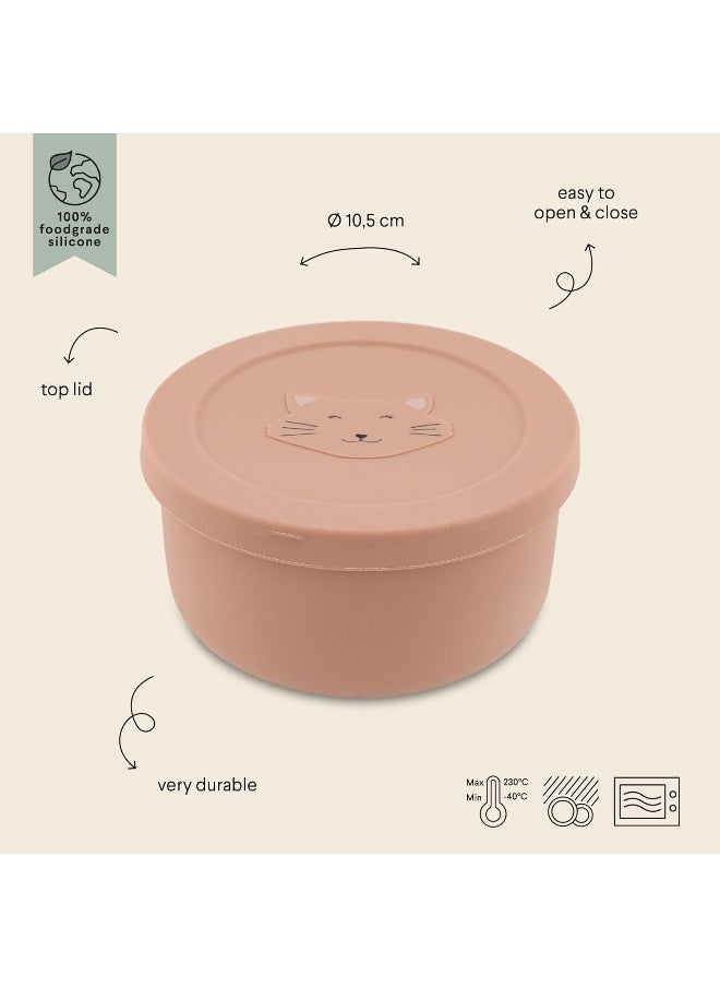Silicone Snack Pot With Lid Mrs. Cat Toddler Snack Container Soft, Durable, And Leak-Proof Snack Cup Easy To Clean And Perfect For On-The-Go Safe And Eco-Friendly