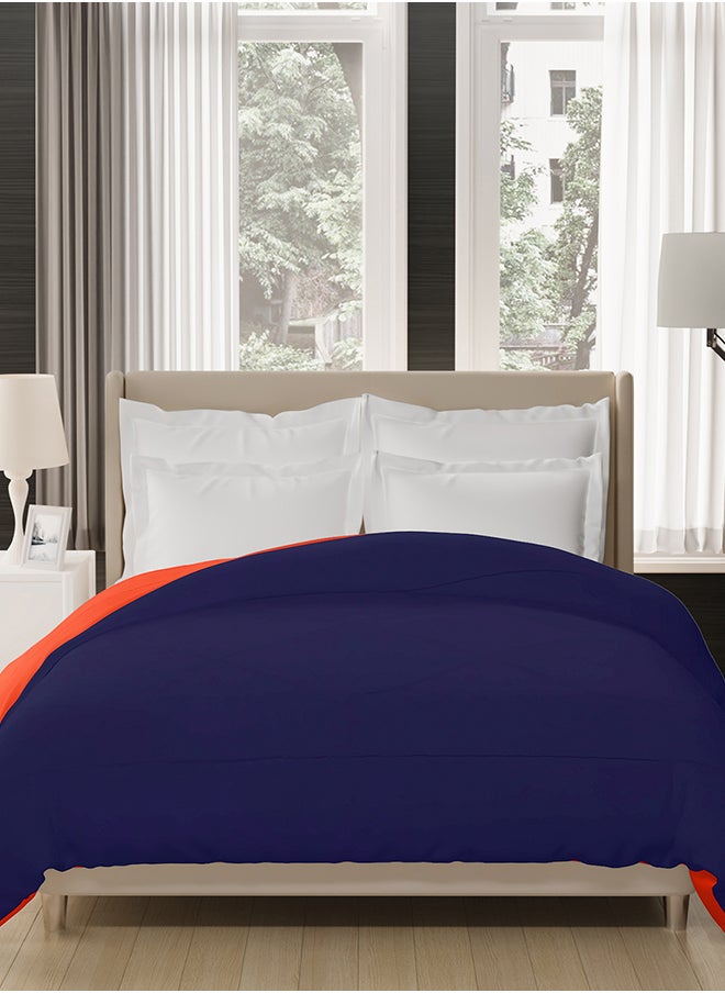 Reversible Solid Comforter Double Bed Blanket for Winter//Double/GSM- 220, Dark Blue-Red, 220 X 240 Cm