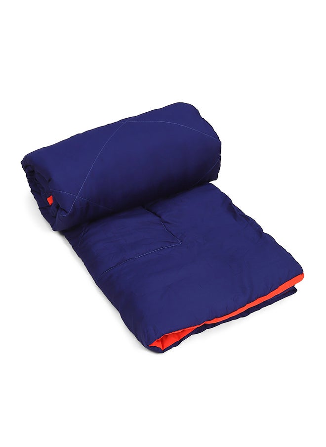 Reversible Solid Comforter Double Bed Blanket for Winter//Double/GSM- 220, Dark Blue-Red, 220 X 240 Cm