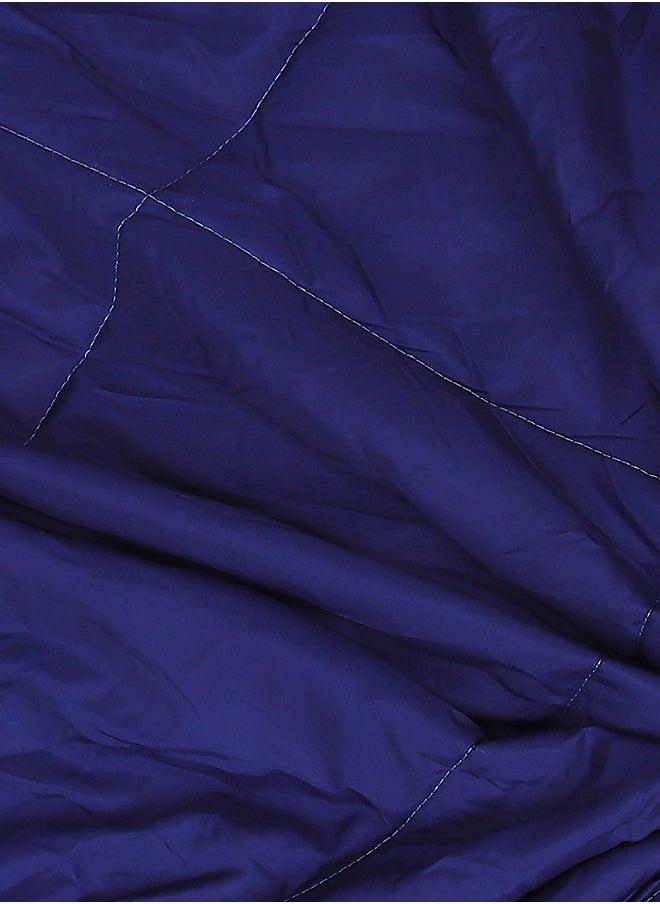 Reversible Solid Comforter Double Bed Blanket for Winter//Double/GSM- 220, Dark Blue-Red, 220 X 240 Cm