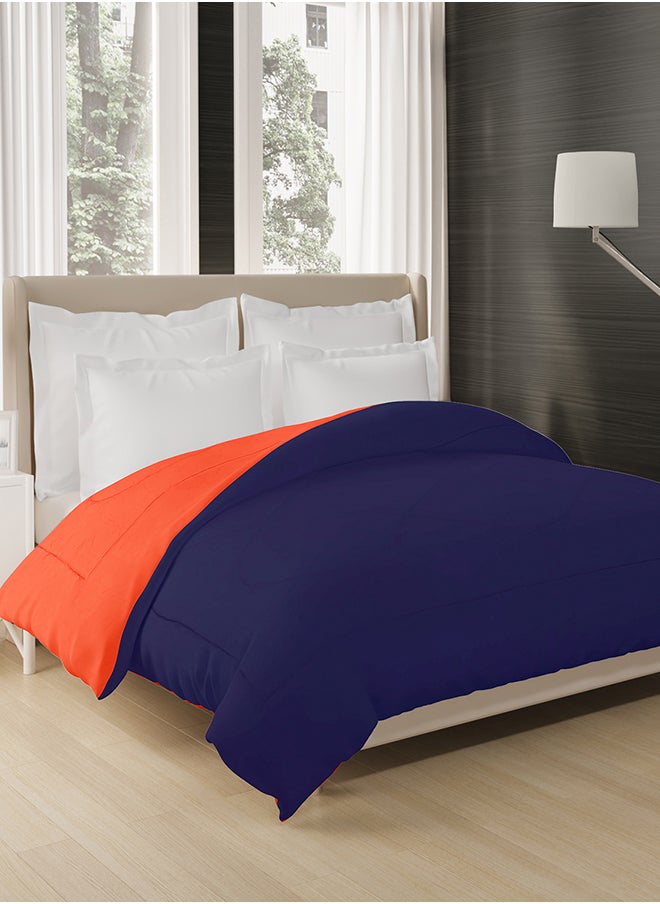Reversible Solid Comforter Double Bed Blanket for Winter//Double/GSM- 220, Dark Blue-Red, 220 X 240 Cm