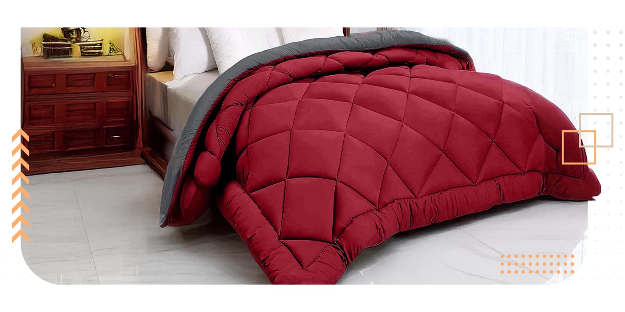 Reversible Solid Comforter Double Bed Blanket for Winter//Double/GSM- 220, Dark Blue-Red, 220 X 240 Cm