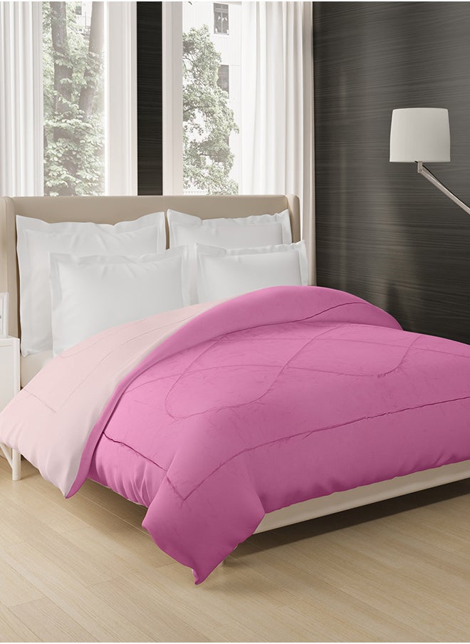 Reversible Solid Comforter Double Bed Blanket for Winter//Double/GSM- 220, Pink-Brown, 220 X 240 Cm