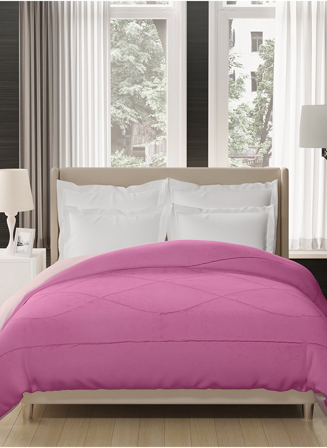 Reversible Solid Comforter Double Bed Blanket for Winter//Double/GSM- 220, Pink-Brown, 220 X 240 Cm