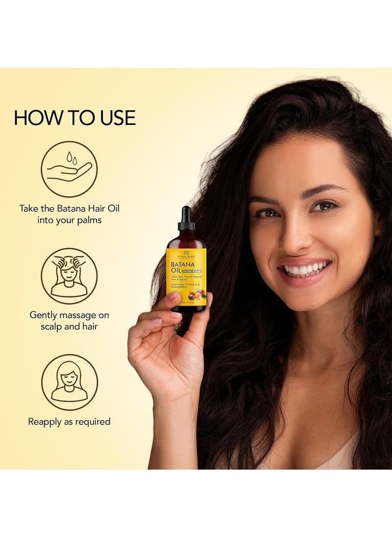 Raw Batana Oil for Hair Growth | 100% Pure & Unrefined Oil from Honduras | For Thicker, Stronger Hair - 118 ml