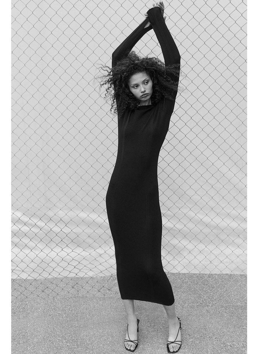 Low-Back Rib-Knit Bodycon Dress