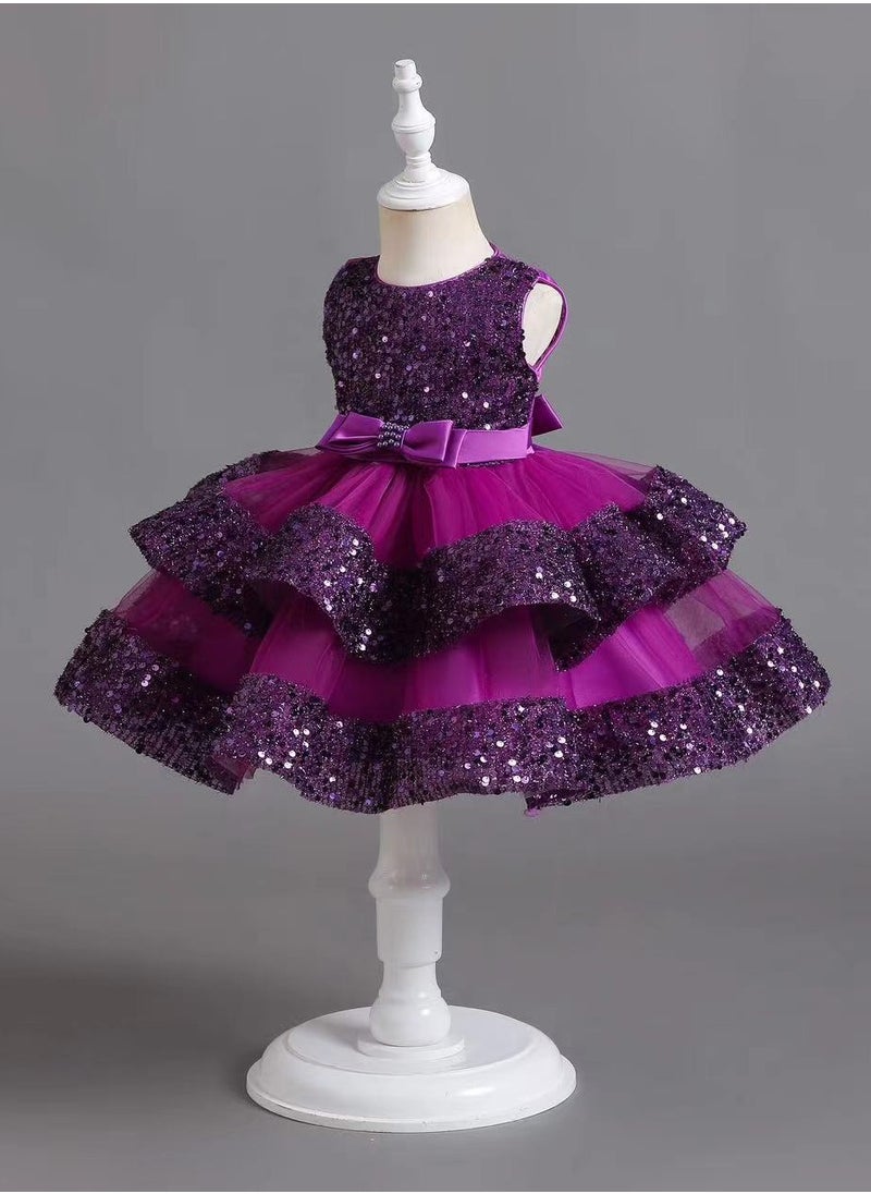 Girls Dress Children's Princess Skirt Light Luxury Small High-end Little Girl Host Performance Clothes Summer