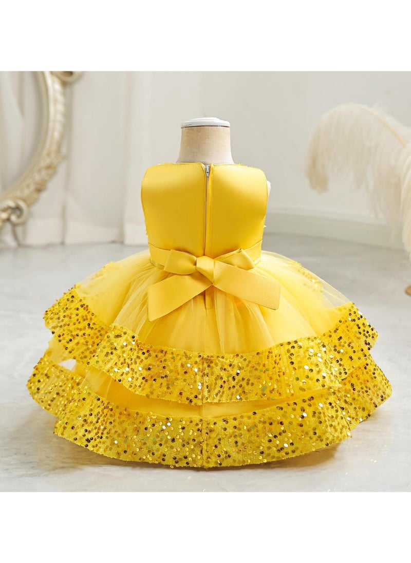 Girls Dress Children's Princess Skirt Light Luxury Small High-end Little Girl Host Performance Clothes Summer