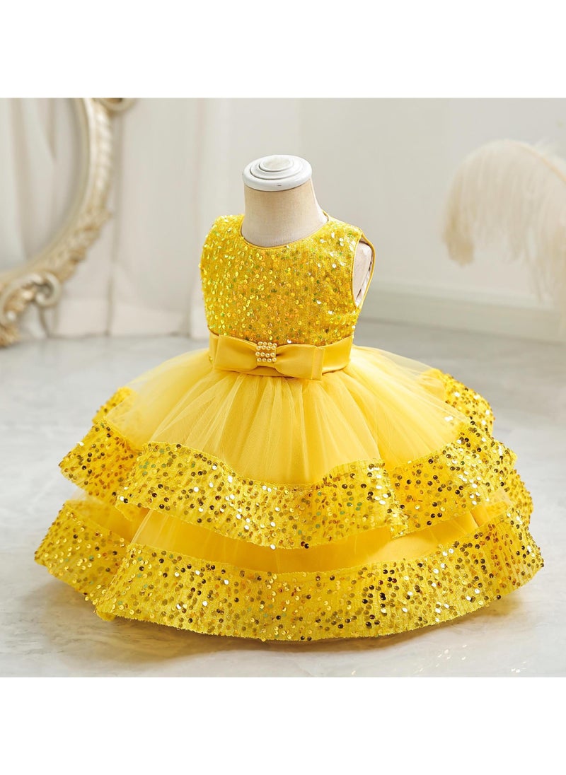 Girls Dress Children's Princess Skirt Light Luxury Small High-end Little Girl Host Performance Clothes Summer