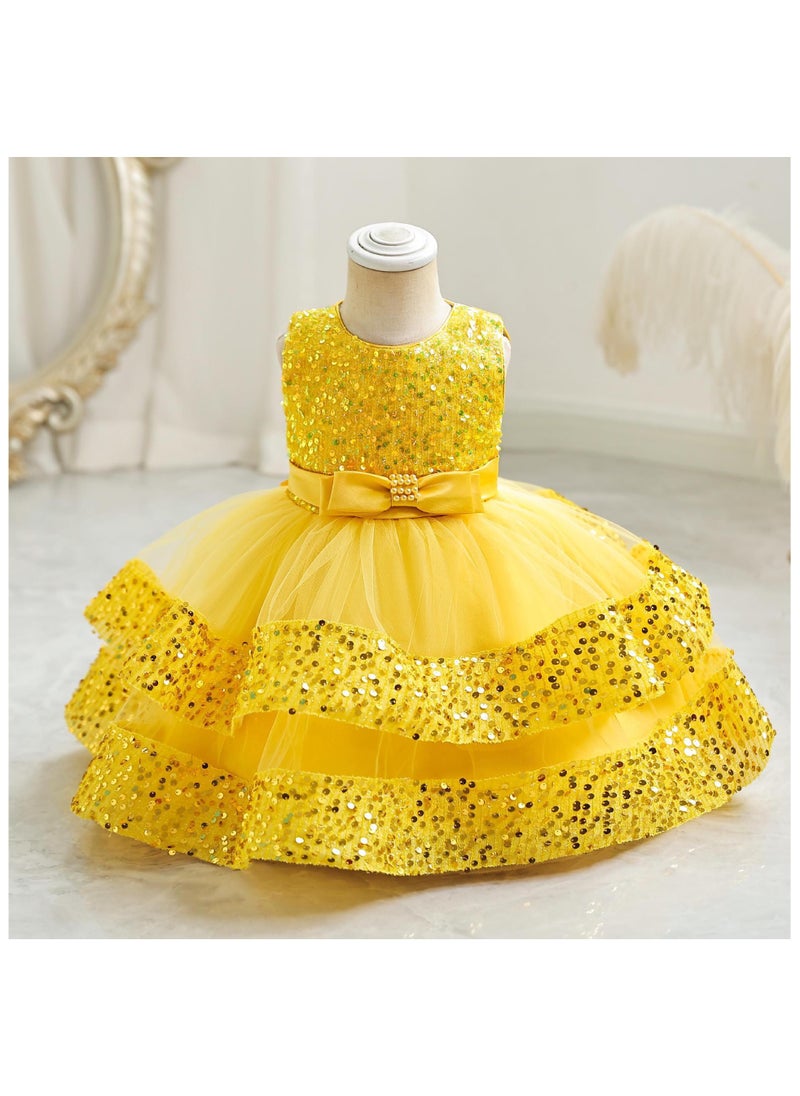 Girls Dress Children's Princess Skirt Light Luxury Small High-end Little Girl Host Performance Clothes Summer