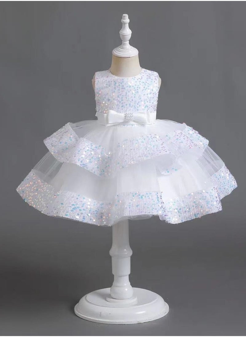 Girls Dress Children's Princess Skirt Light Luxury Small High-end Little Girl Host Performance Clothes Summer