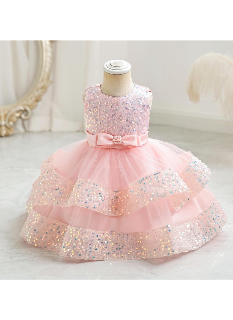 Girls Dress Children's Princess Skirt Light Luxury Small High-end Little Girl Host Performance Clothes Summer