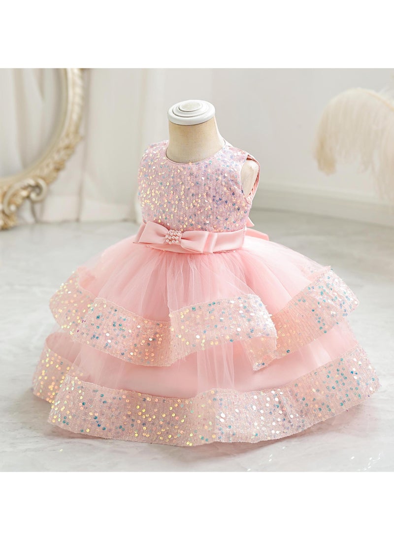 Girls Dress Children's Princess Skirt Light Luxury Small High-end Little Girl Host Performance Clothes Summer