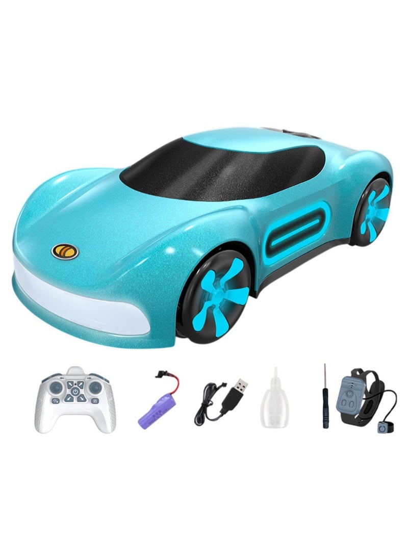 Dual Remote Control Car, Rc Cars Stunt RC Car Toys New Upgraded Strip Lights And Headlights Car Toys Double-Sided 360° Rotating 4WD Rc Drift Truck For Boys Girls Birthday Gift Cool Lighting Spray Sports Cars Blue