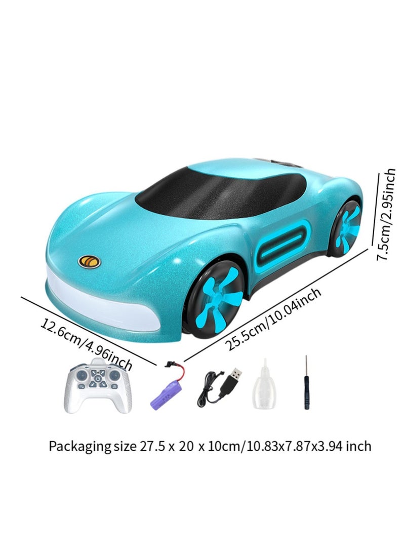 Dual Remote Control Car, Rc Cars Stunt RC Car Toys New Upgraded Strip Lights And Headlights Car Toys Double-Sided 360° Rotating 4WD Rc Drift Truck For Boys Girls Birthday Gift Cool Lighting Spray Sports Cars Blue