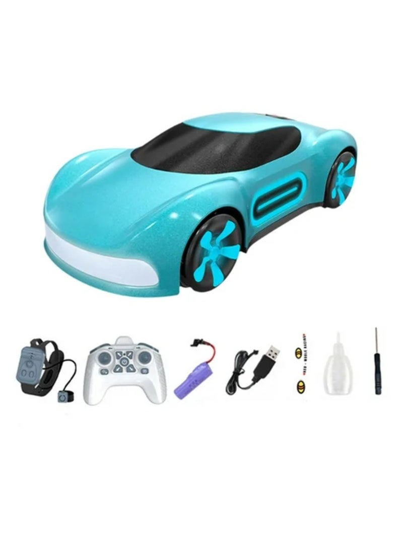 Dual Remote Control Car, Rc Cars Stunt RC Car Toys New Upgraded Strip Lights And Headlights Car Toys Double-Sided 360° Rotating 4WD Rc Drift Truck For Boys Girls Birthday Gift Cool Lighting Spray Sports Cars Blue