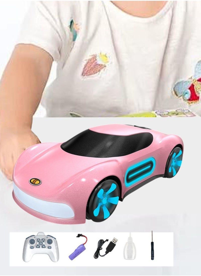 Dual Remote Control Car, Rc Cars Stunt RC Car Toys New Upgraded Strip Lights And Headlights Car Toys Double-Sided 360° Rotating 4WD Rc Drift Truck For Boys Girls Birthday Gift Cool Lighting Spray Sports Cars Pink