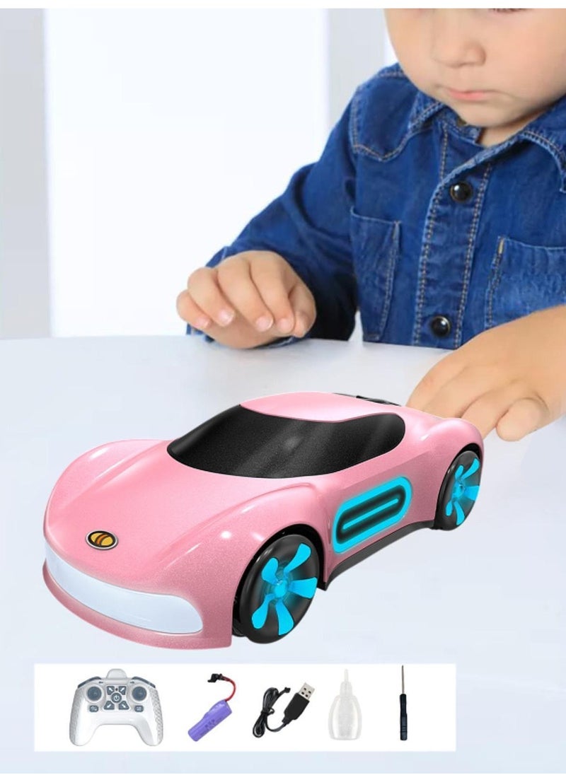 Dual Remote Control Car, Rc Cars Stunt RC Car Toys New Upgraded Strip Lights And Headlights Car Toys Double-Sided 360° Rotating 4WD Rc Drift Truck For Boys Girls Birthday Gift Cool Lighting Spray Sports Cars Pink